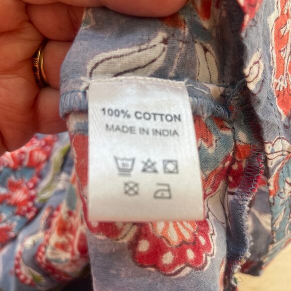 Perry Walker Collective Tori Button-Front Blue Floral Cotton Dress - Size 1/XS - Picture 14 of 16